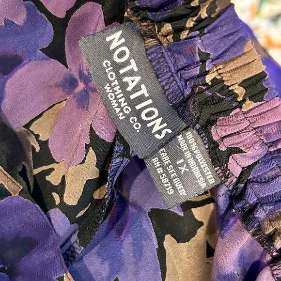 Vintage Y2K Purple Gold Floral Maxi Skirt with Slit Plus Size Women 1x - Picture 8 of 8